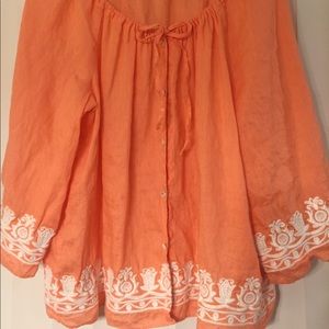 Orange Talbots Petite Peasant Top